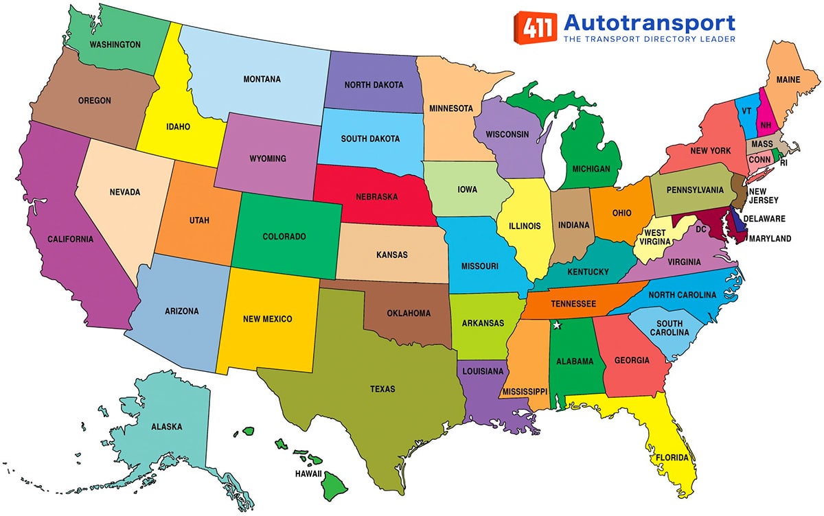 USA Map with states in color